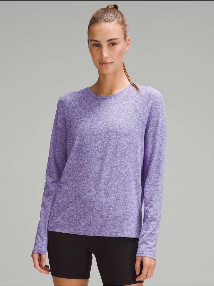 Lululemon License To Train Classic-Fit Long-Sleeve Shirt Heathered Petrol Purple